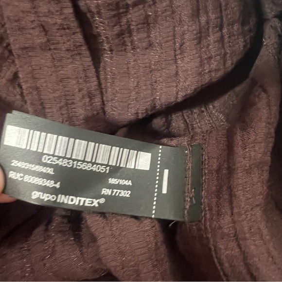 Zara Men’s XLarge Rich Brown Crinkle Effect Textured Top EUC Button Up Business - Picture 6 of 10